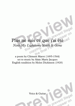 page one of Plus ne suis ce que j’ai été (A. Jacques / Marot) - bilingual