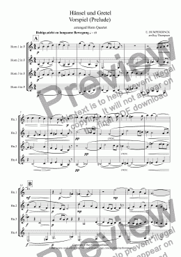 page one of Hänsel und Gretel: Vorspiel (Prelude) (horn quartet)