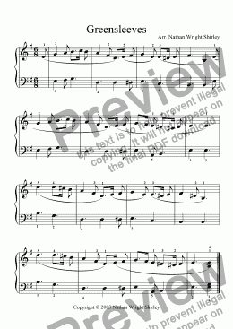 page one of Greensleeves (easy)