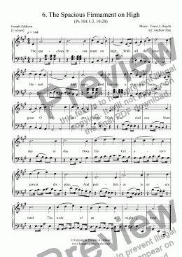 page one of The Spacious Firmament on High - Easy Piano 6