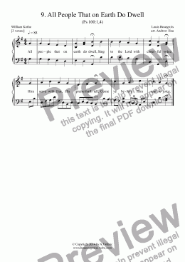 page one of All People That on Earth Do Dwell - Easy Piano 9