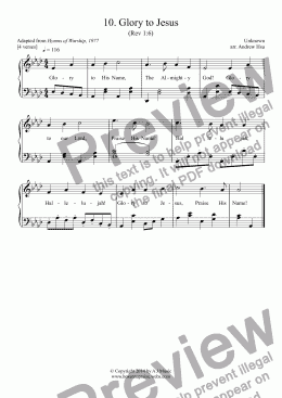 page one of Glory to Jesus - Easy Piano 10