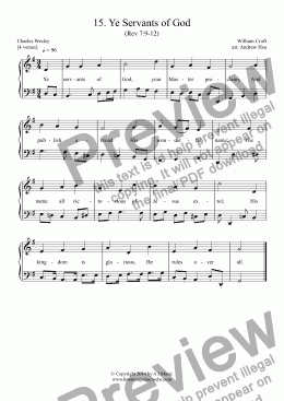 page one of Ye Servants of God - Easy Piano 15