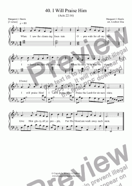 page one of I Will Praise Him - Easy Piano 40