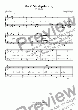 page one of O Worship the King - Easy Piano 316