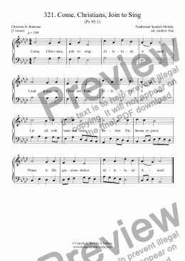 page one of Come, Christians, Join to Sing - Easy Piano 321