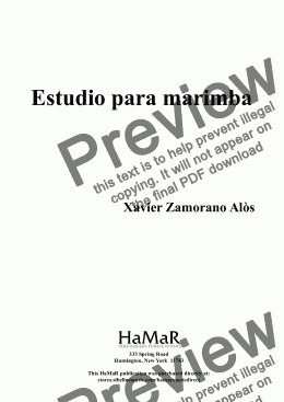 page one of Estudio para marimba