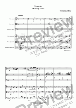 page one of Puccini - MENUETTO - for String Sextet
