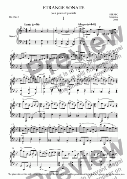 page one of Etrange Sonate pour piano et pianiste, I: lento / allegro