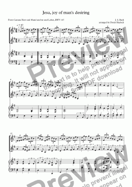 page one of Jesu, joy of man's desiring (2 violins and piano)