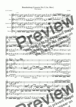 page one of Brandenburg Concerto No.2 (1st. Mov.) Wind Quintet
