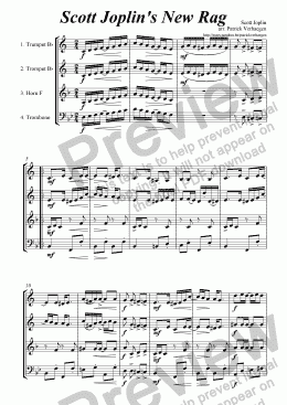 page one of Scott Joplin’s New Rag (for brass quartet)
