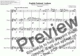 page one of English National  Anthem (And Did Those Feet in Ancient Times) for Flute Quintet