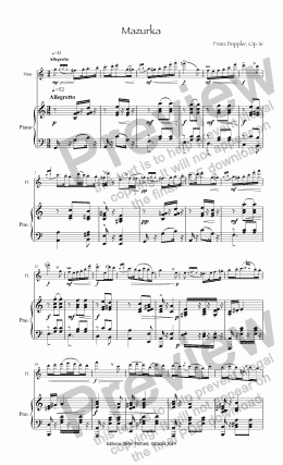 page one of Doppler, Mazurka for flute & pno