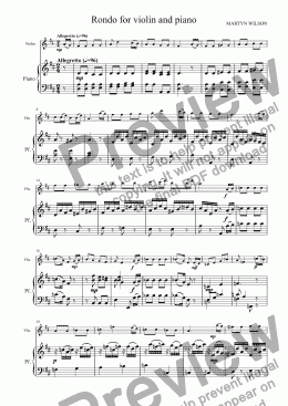 page one of Rondo for violin and piano