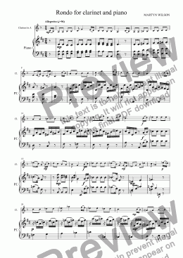 page one of Rondo for clarinet and piano