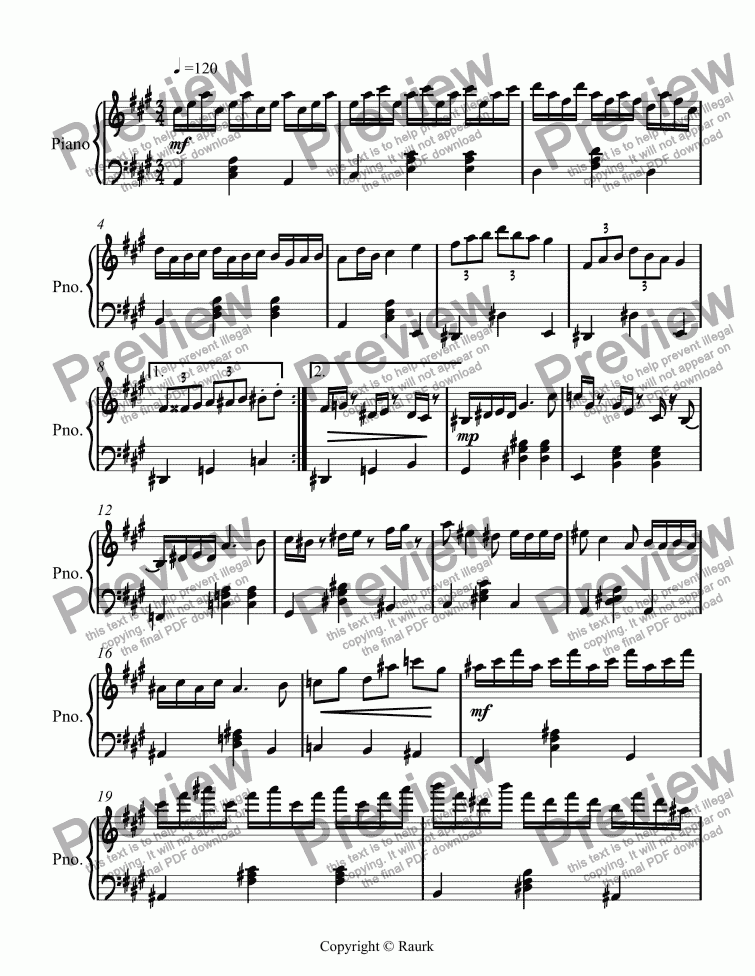 page one of Ragtime #116 in A Major, Op. 258.sib