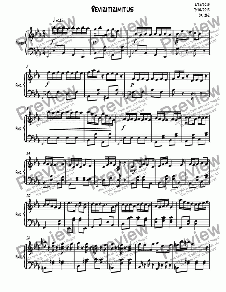 page one of Ragtime #120 in E Flat Major, Op. 262