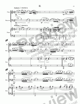page one of MOZART - STARR; Sinfonia concertante in C Major, KV 521 for solo flute, solo bassoon and piano (reduction of orchestra;) SECOND MOVEMENT