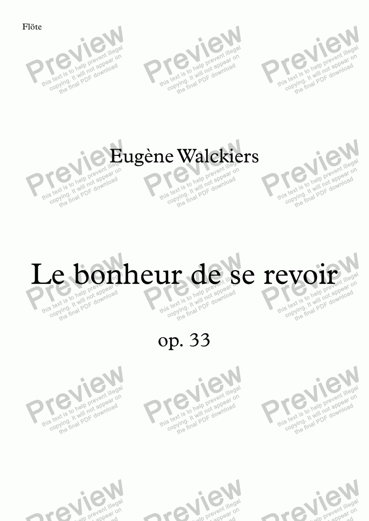 page one of Walckiers, Le bonheur de se revoir, op. 33 – Flöte