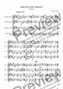 page one of Suite for Four Clarinets