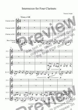 page one of Intermezzo for Four Clarinets