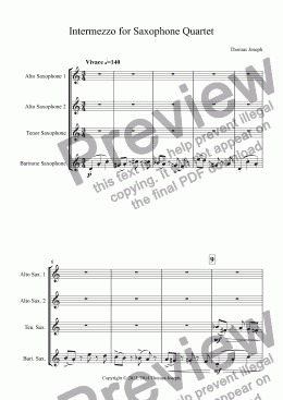 page one of Intermezzo for Saxophone Quartet