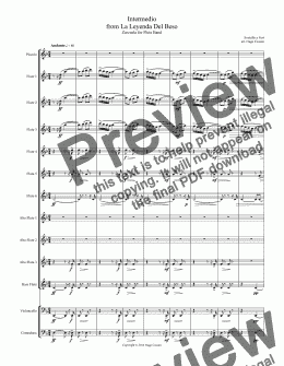 page one of Intermedio from La Leyenda Del Beso for Flute Choir