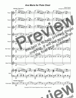 page one of Caccini Ave Maria for Flute Choir