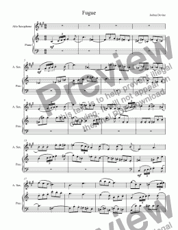 page one of Fugue for saxophone and piano