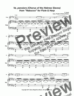 page one of Va, pensiero (Chorus of the Hebrew Slaves)  from "Nabucco" for Flute & Harp