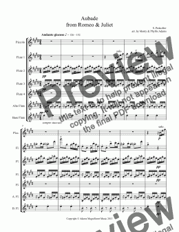 page one of Aubade  from Romeo & Juliet for Flute Choir