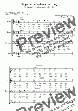 page one of Klippe, du som brast for meg  (Male Choir)