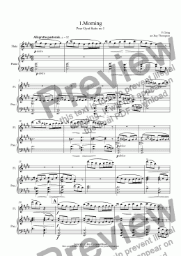 page one of Grieg: Morning (Morgenstimmung) (Peer Gynt Suite no 1) arranged flute and piano