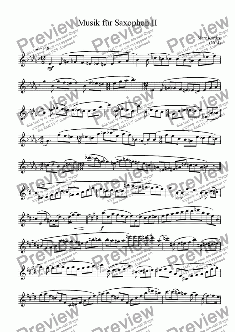 page one of Musik für Saxophon II