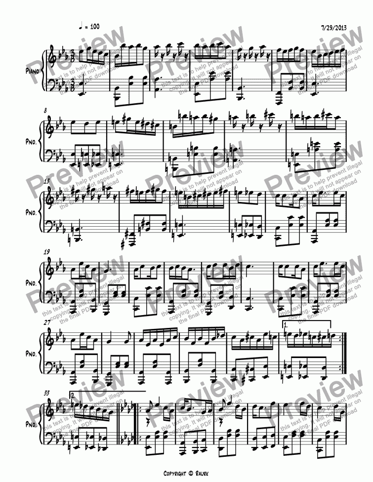 page one of Ragtime #130 in E Flat Major, Op. 275