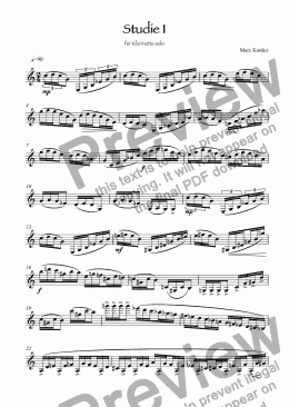 page one of Studie 1 für Klarinette solo
