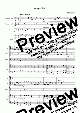 page one of TRUMPET TUNE - For 2 trumpets, timpani & organ