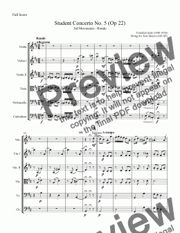 page one of Student Concerto No. 5 (Op 22)