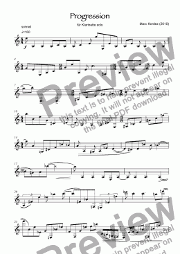 page one of Progression  für Klarinette solo