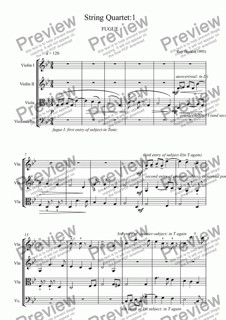 page one of String Quartet: 1