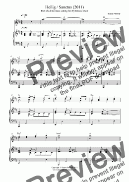 page one of Heilig / Sanctus SSA & SATB choir, piano & flutes (2011)