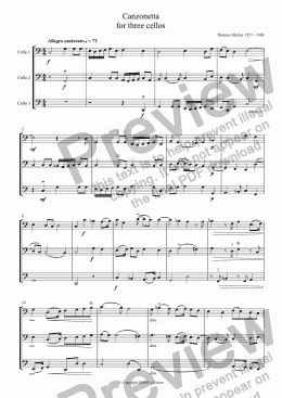 page one of Morley - CANZONETTA - for three cellos
