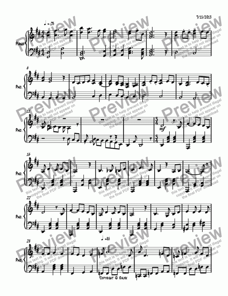 page one of Ragtime #143 in D Major, Op. 297