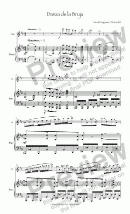 page one of Paganini, Witches' Dance for flute & piano