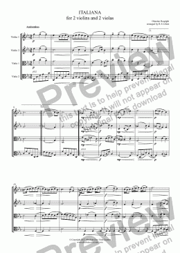page one of Respighi - ITALIANA  - for 2 violins and 2 violas