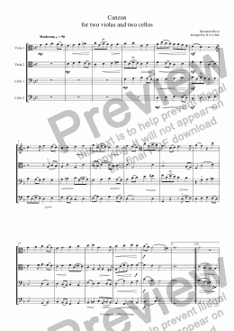 page one of Rossi - CANZON - for two violas and two cellos