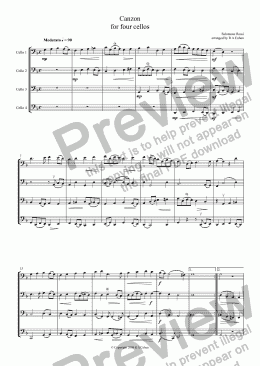 page one of Rossi - CANZON - for four cellos