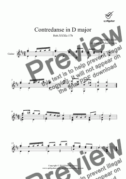 page one of Contredanse in D major for solo guitar