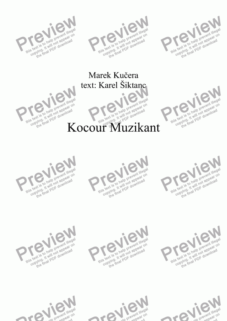 page one of Kocour muzikant